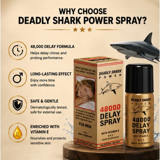 Deadly Shark Power 48000 Delay Spray for Men – Vitamin E Formula